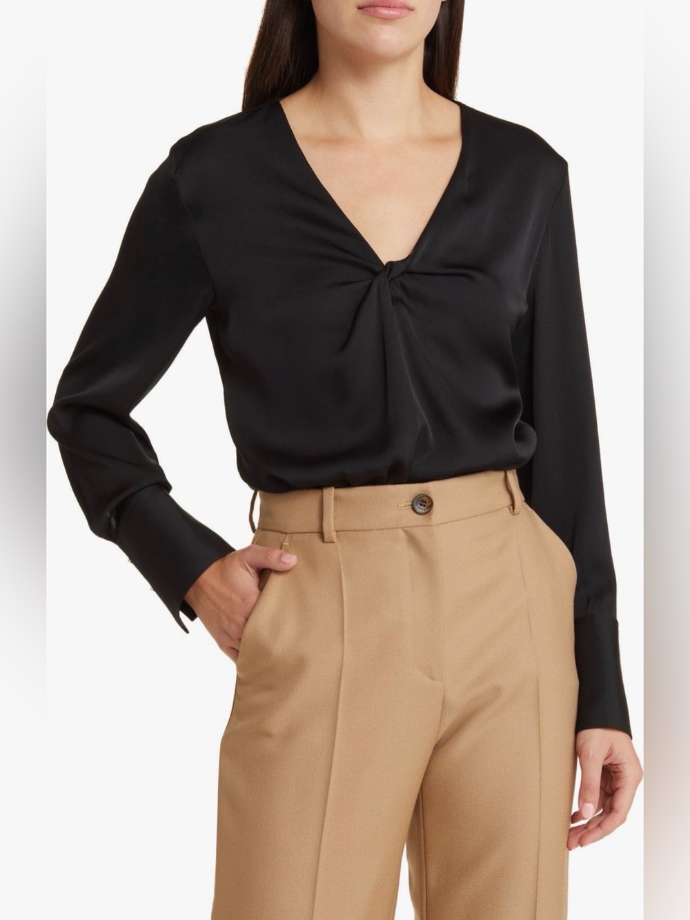 Hugo Boss Bidinta Silk Top, Black, Size 4